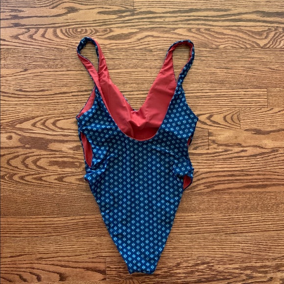 Reversible blue, red one piece swimsuit - Picture 2 of 3